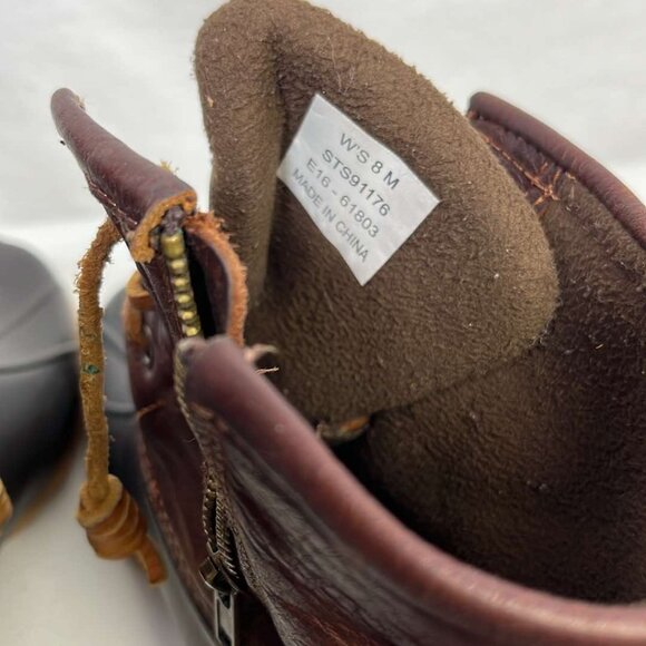 Sperry Saltwater Duck Boots 8M Brown Waterproof Rubber Boots Lace up & Zipper  O - Picture 11 of 12